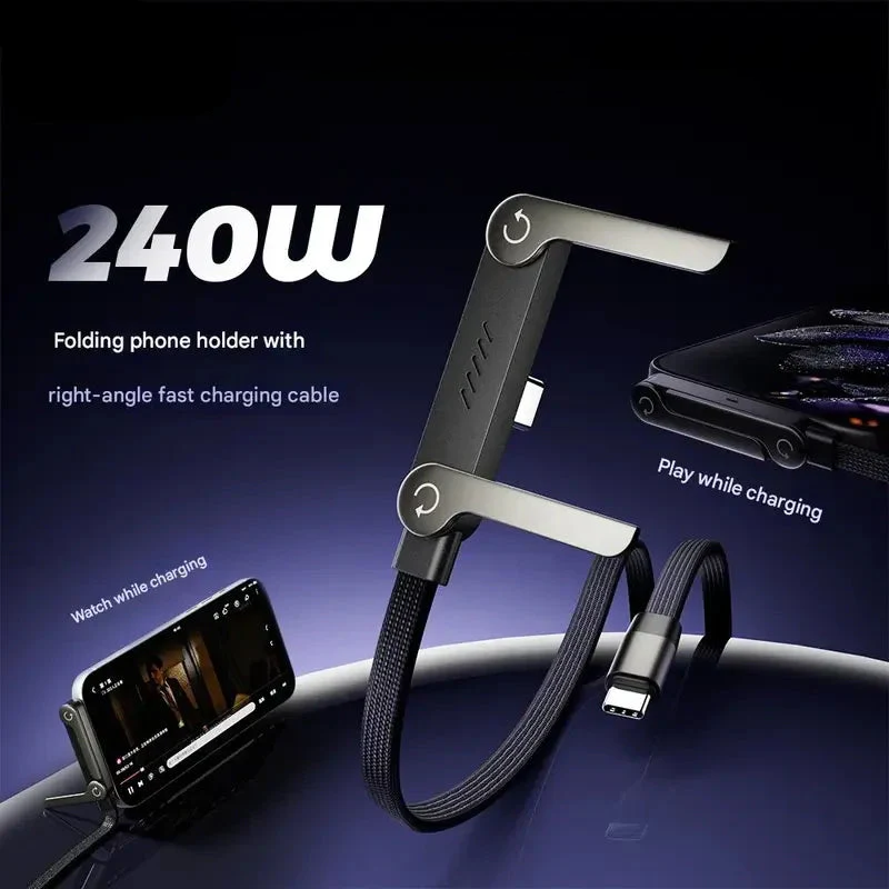 🔥2-in-1 Invisible Holder Charger Cable|240w super fast charging Fast Charging Cord,Supports PD & QC Fast Charging for Compatible Devices