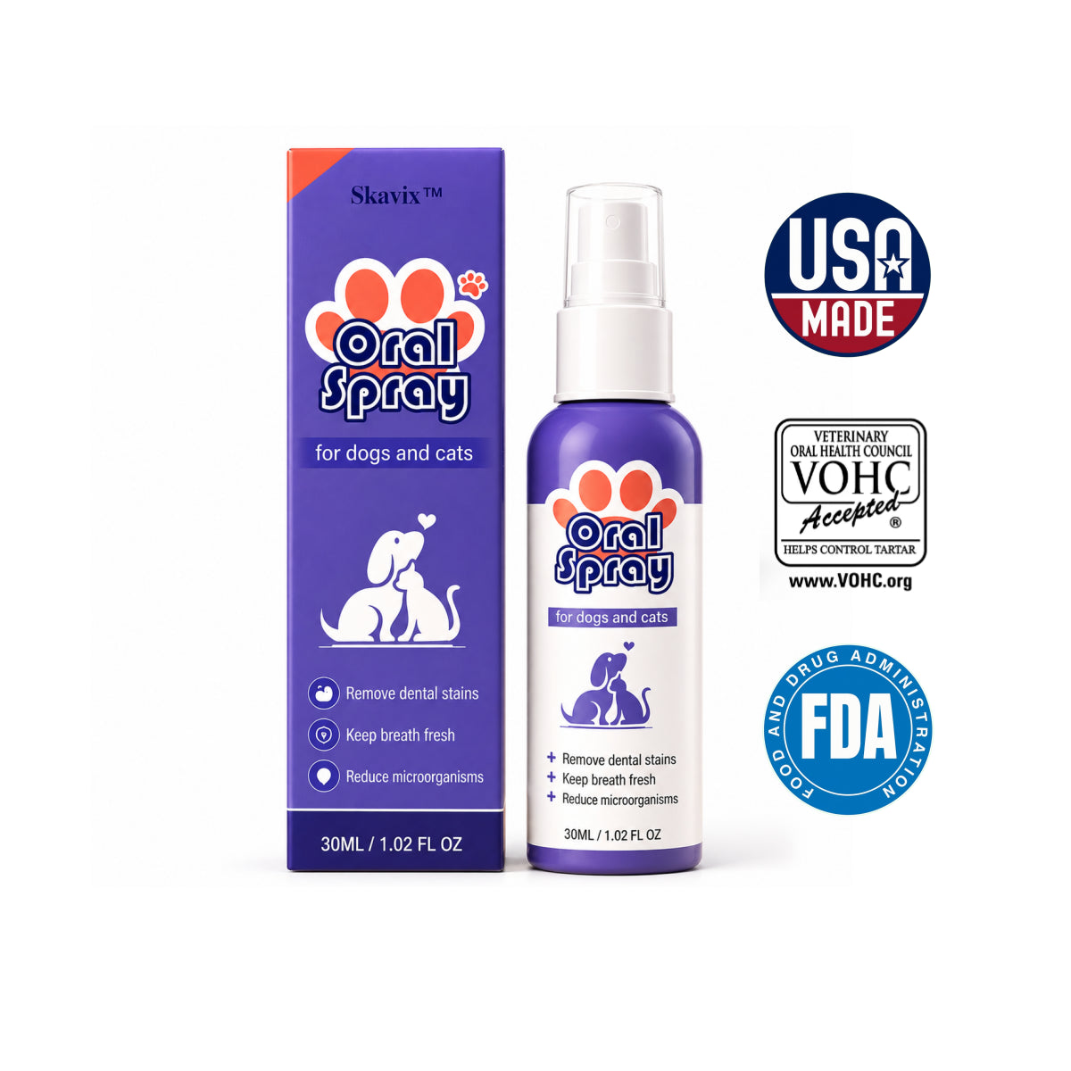 Skavix™ Pet Oral Spray ✅FDA Approved | Freshen Breath, Remove Tartar & Promote gum regeneration, stabilize teeth 🦷🦷